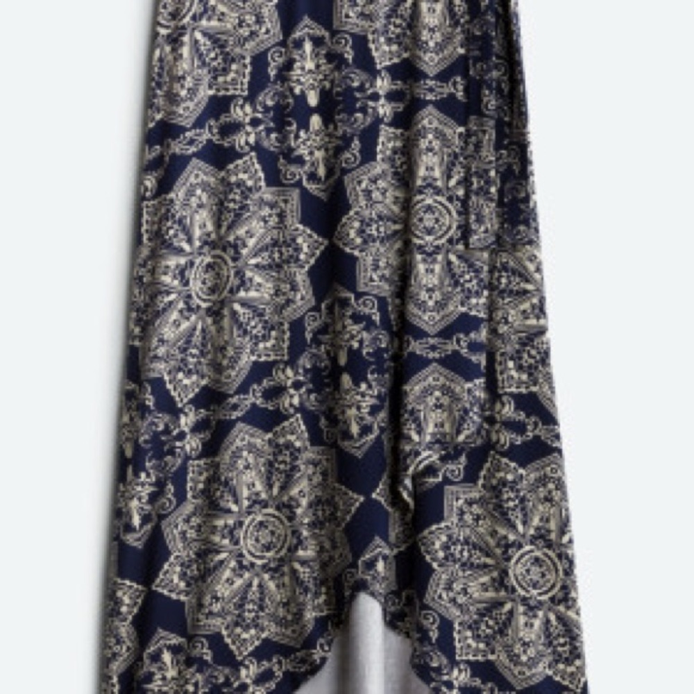 Navy and Cream Mandala Print Skirt